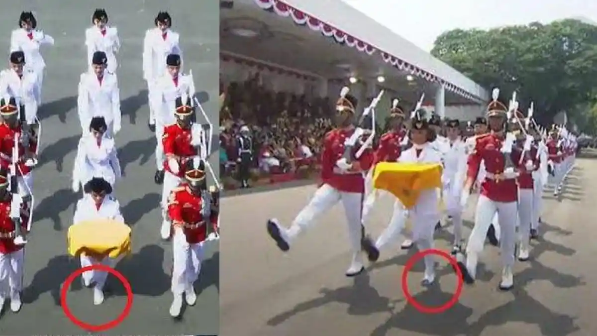 Momen Sepatu Copot Paskibraka Pembawa Baki Bendera di Upacara HUT ke-78 RI