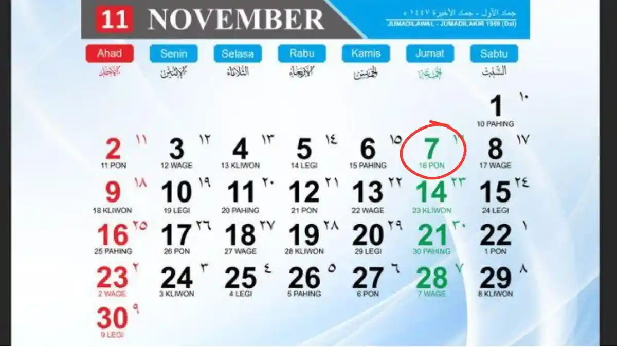 Cek Kalender 2025! Tanggal 7 November Ternyata Ada 2 Hari Penting, Long Weekend Seru Akhir Tahun