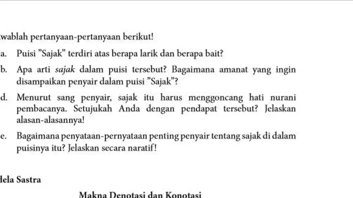 Kunci Jawaban Bahasa Indonesia Kelas 8 Halaman 113 Semester 2: Puisi Sajak