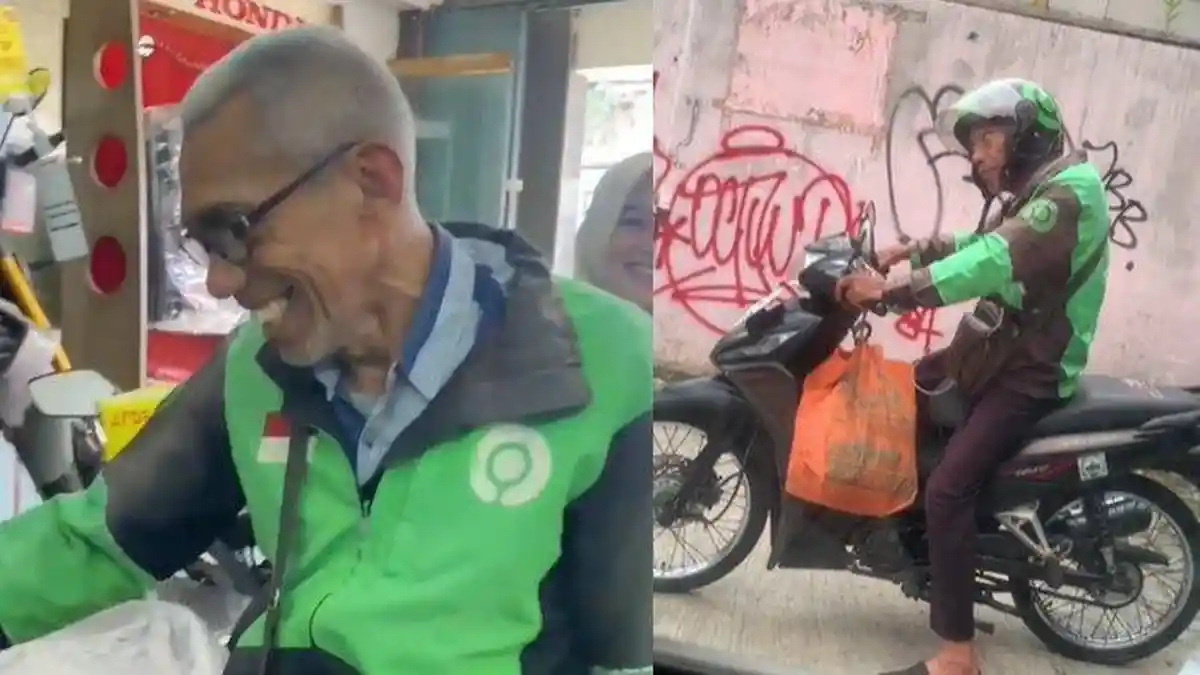 NASIB Kakek Jaya, Kakek Driver Ojol Tetap Narik Meski Jalan Bungkuk, Semringah Dapat Motor Baru