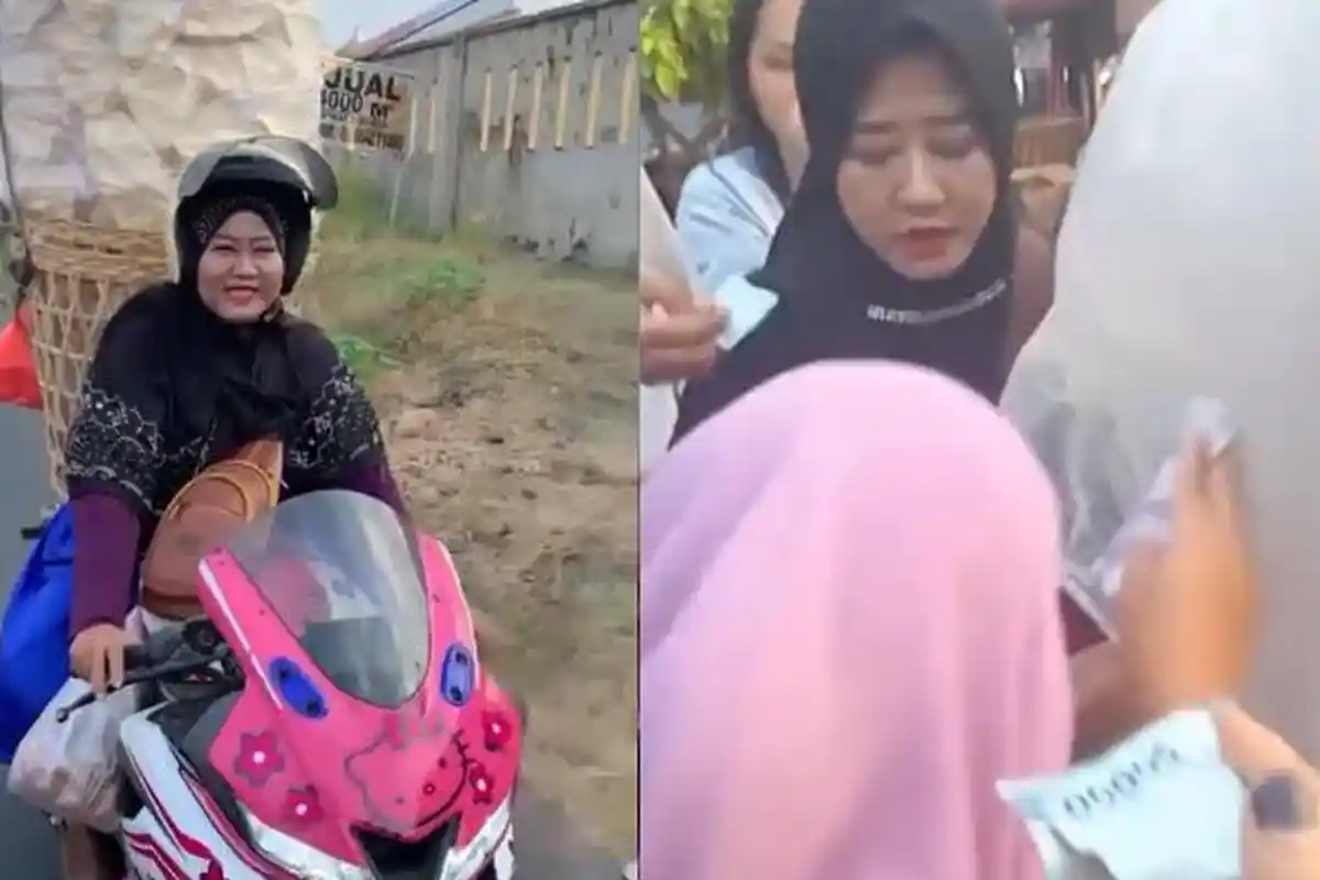 Berkah Emak-emak Jualan Kerupuk Naik Motor Sport di Demak, Cukup 1 Jam Dagangan Ludes