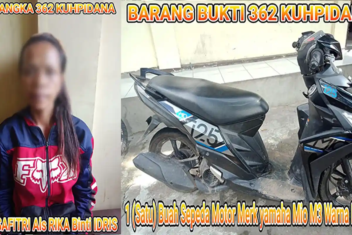 Terlilit Hutang, Seorang Wanita Beranak Satu Terlibat Curanmor