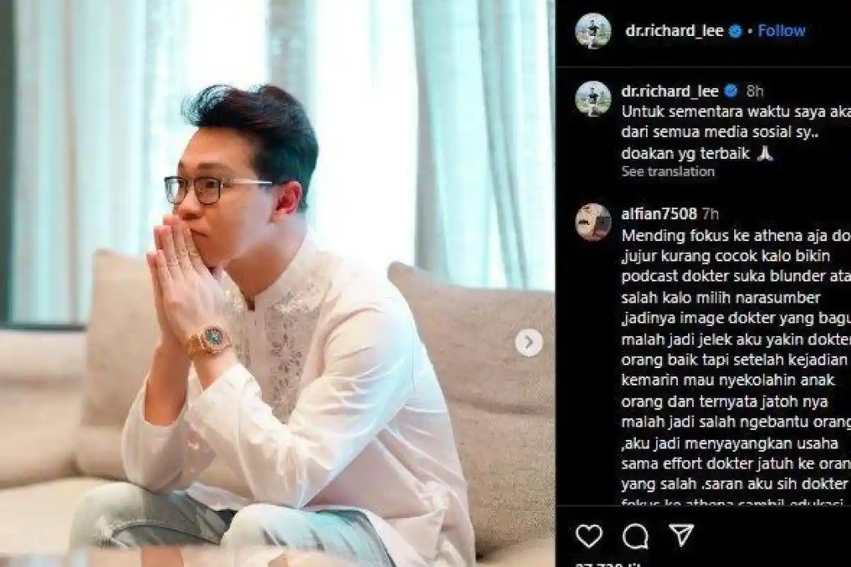 HEBOH Richard Lee Dihujat Netizen Gara-gara Undang Gaga Muhammad ke Podcast, Kini Pamit dari Sosmed