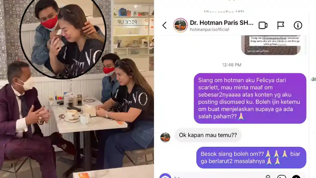 Momen Artis Felicya Angelista Menangis dan Minta Maaf di Hadapan Hotman Paris