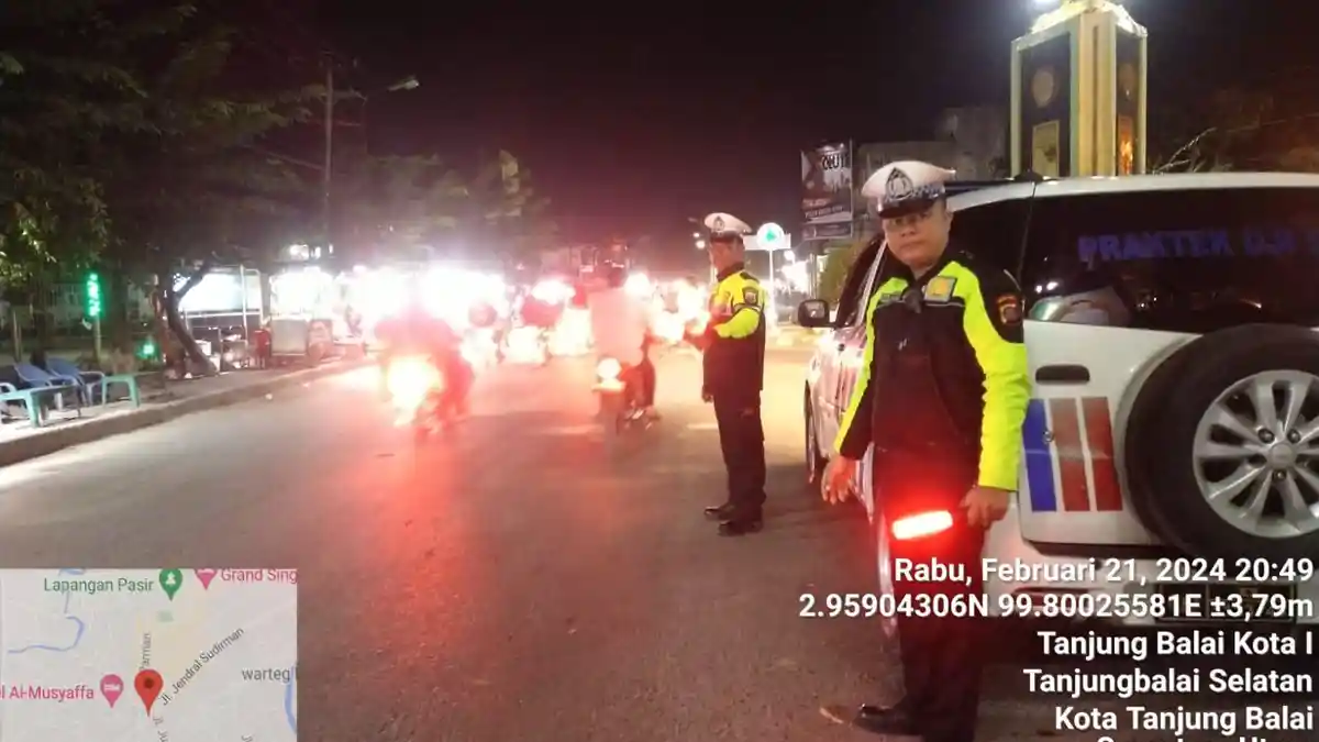 Antisipasi Kejahatan Malam Hari, Sat Lantas Polres Tanjung Balai Patroli Humanis Mengitari Kota 