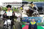 Kisah Bakul Sayur Keliling Jadi Sarjana di UTP Solo, Datang ke Wisuda Bawa Bronjong yang Buat Jualan