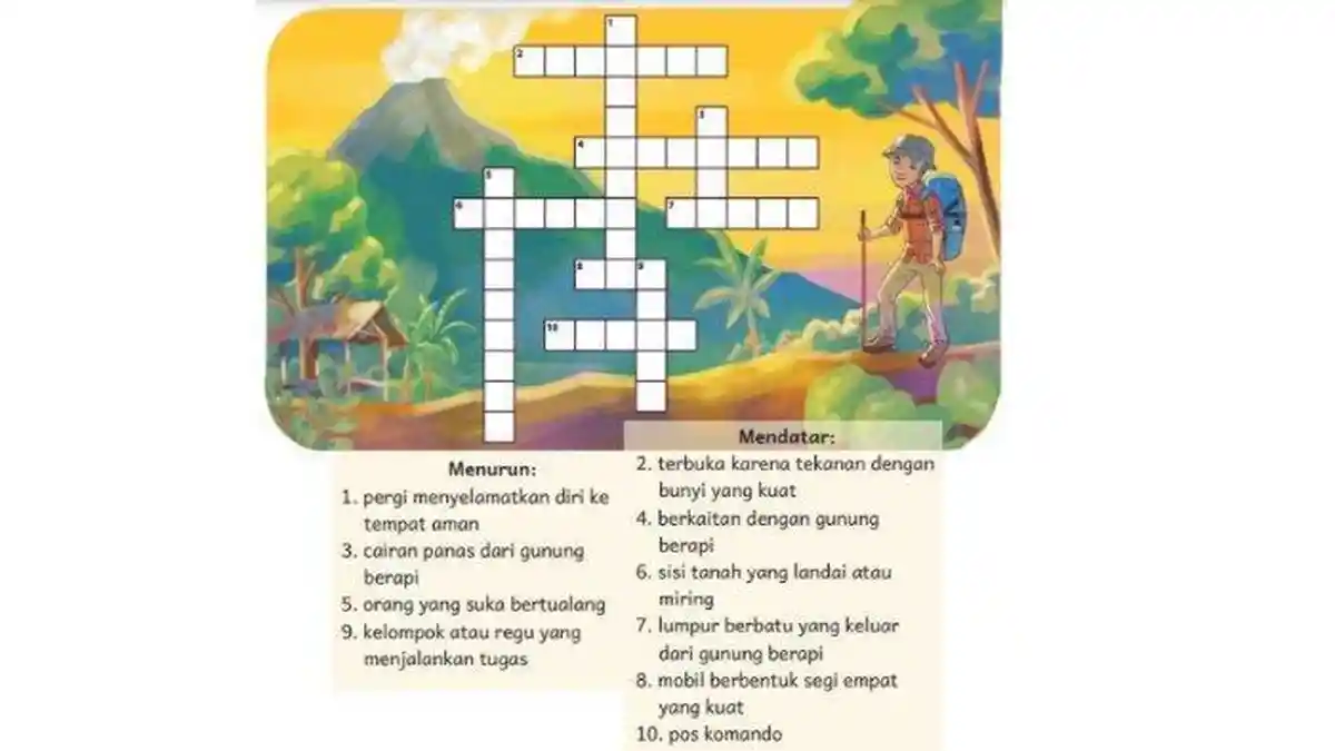 Kunci Jawaban Bahasa Indonesia Kelas 4 SD Halaman 147 Kurikulum Merdeka: TTS Cerita Anak-Anak Merapi