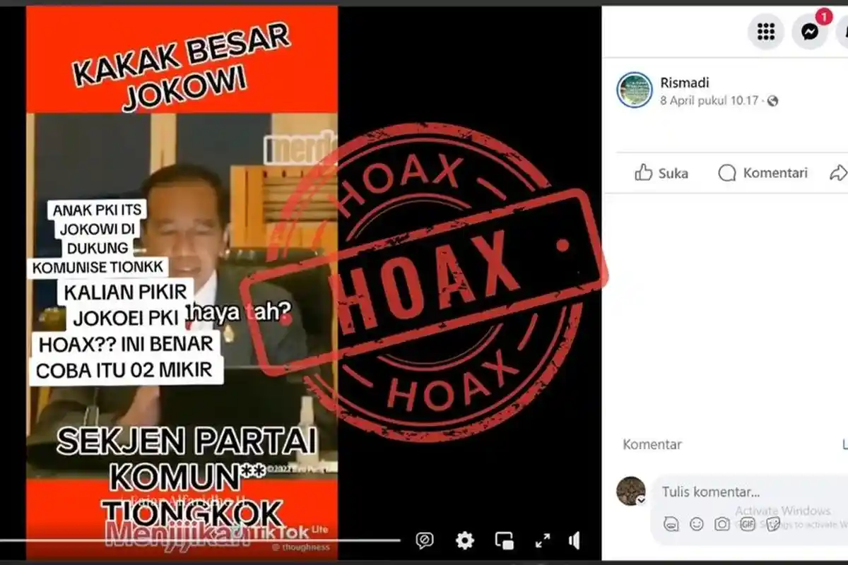 Hoaks! Xi Jinping Kakak Besar Jokowi dan Keluarga PKI yang Didukung Komunis Tiongkok
