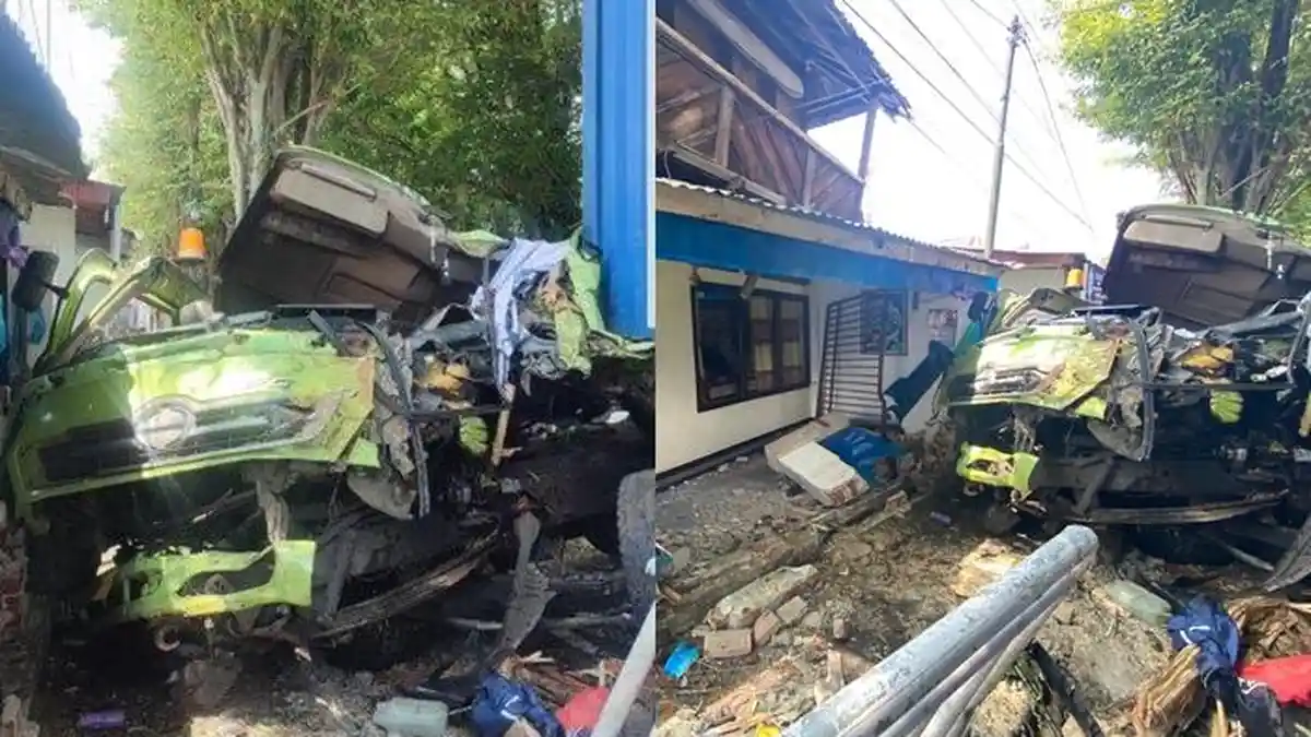 Detik-detik Truk Kontainer Tabrak Rumah Warga, Sopir Tewas di Lokasi Kejadian