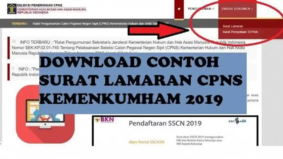 Download Contoh Surat Lamaran SMA SMK CPNS Kemenkumham 2019 sscn.bkn.go.id, Terakhir Hari Ini