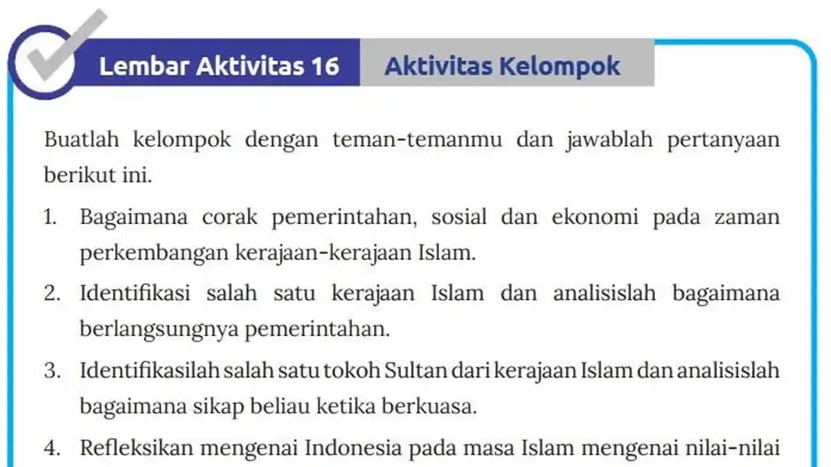 Jawaban Soal IPS Kelas 7 Semester 2 Halaman 167 Kurikulum Merdeka, Lembar Aktivitas 16