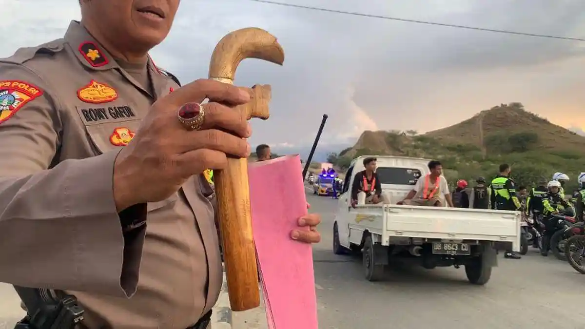 Operasi Balap Liar di Palu, Seorang Pria Kedapatan Bawa Senjata Tajam