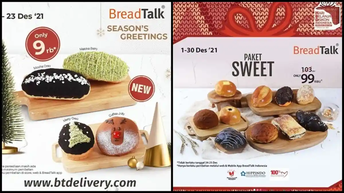 Promo BreadTalk Hari ini Senin 20 Desember 2021, Paket Sweet 10 Macam Roti dengan Harga Rp 99.000