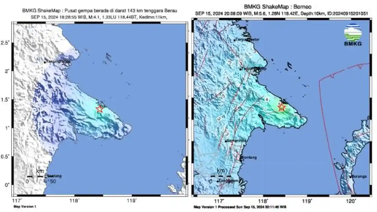 Kaltim Diguncang 2 Gempa Beruntun, Berpusat di Semenanjung Mangkahilat