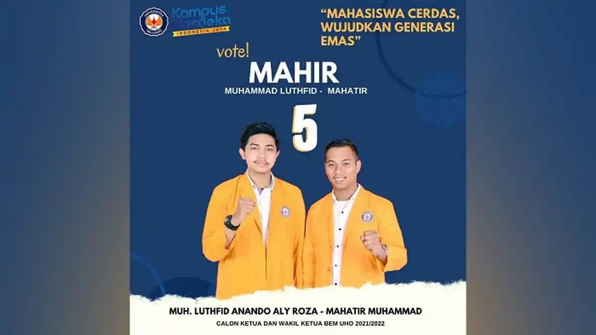 Muh Luthfid Anando Aly Roza - Mahatir Muhammad Unggul Perolehan Suara Pemilihan BEM UHO Kendari