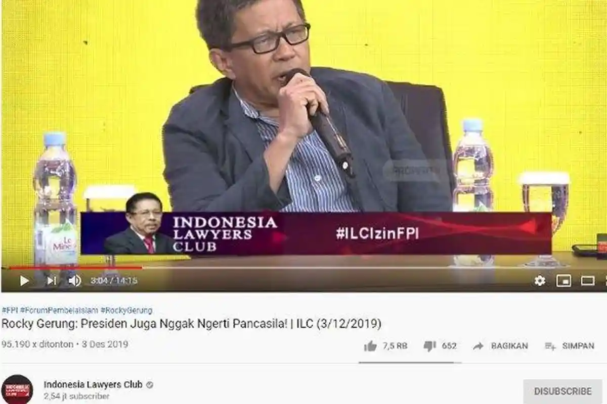 Rocky Gerung is Back ! Kritik Keras Jokowi soal Pancasila di ILC Tema Izin FPI