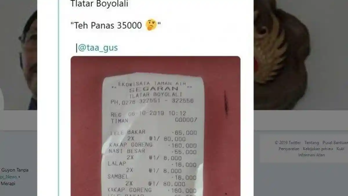 Viral Postingan Struk Makanan di Tempat Wisata Rp 587 Ribu, Ini Rincian Tagihan yang Harus Dibayar