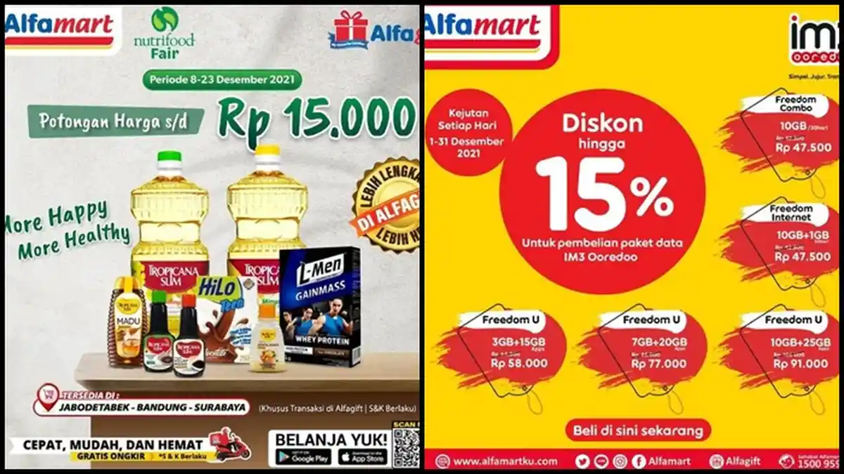 Promo Alfamart Hari ini Selasa 14 Desember 2021, Beli Paket Data IM3 Ooredoo Ada Diskon hingga 15 %