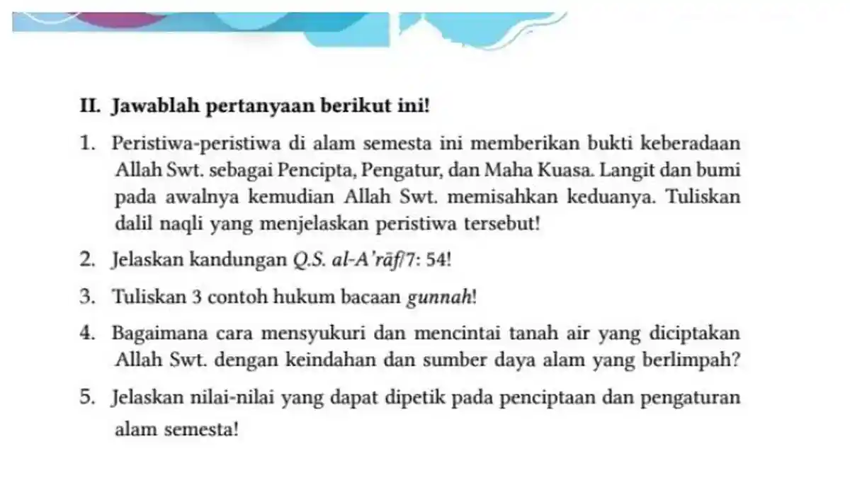 Kunci Jawaban PAI Kelas 7 Halaman 148 Kurikulum Merdeka: Alam Semesta Bukti Keberadaan Allah SWT