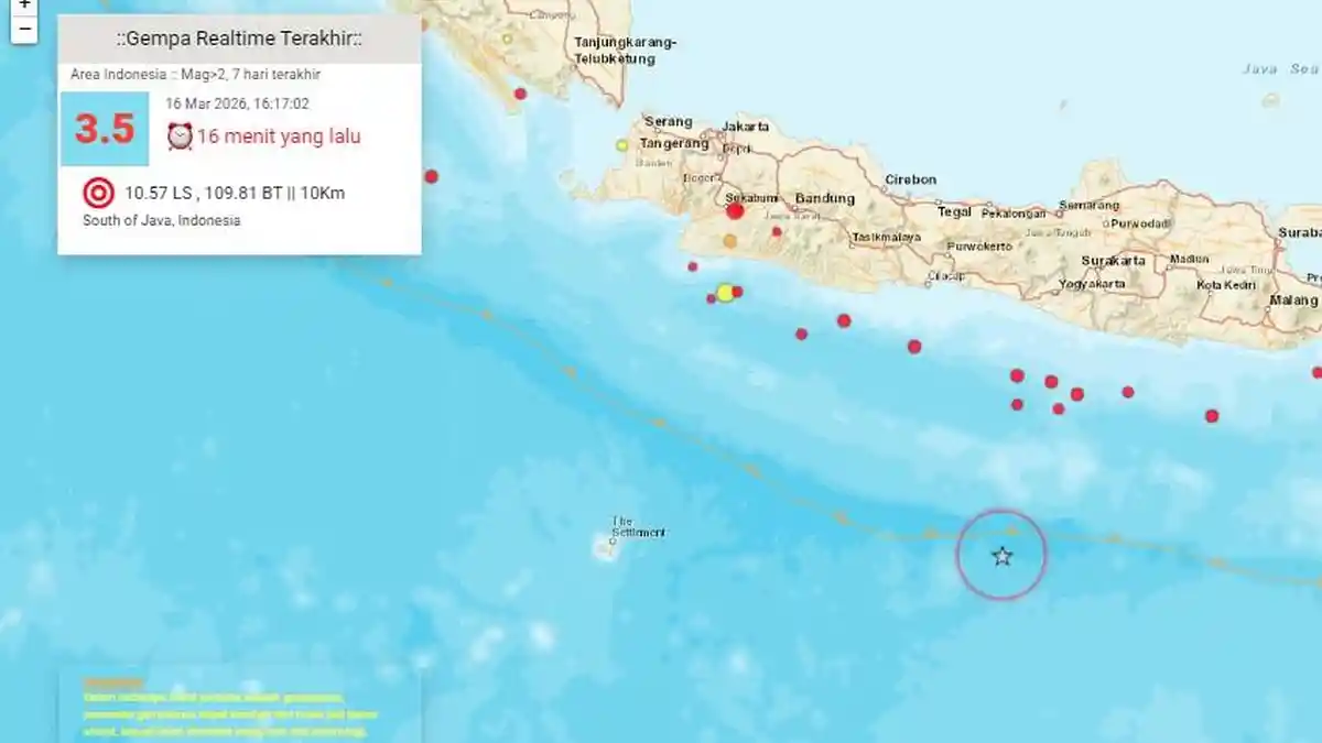 Terkini! Gempa Bumi Terjadi Senin Sore 16 Maret 2026, Cek Lokasi Akurat