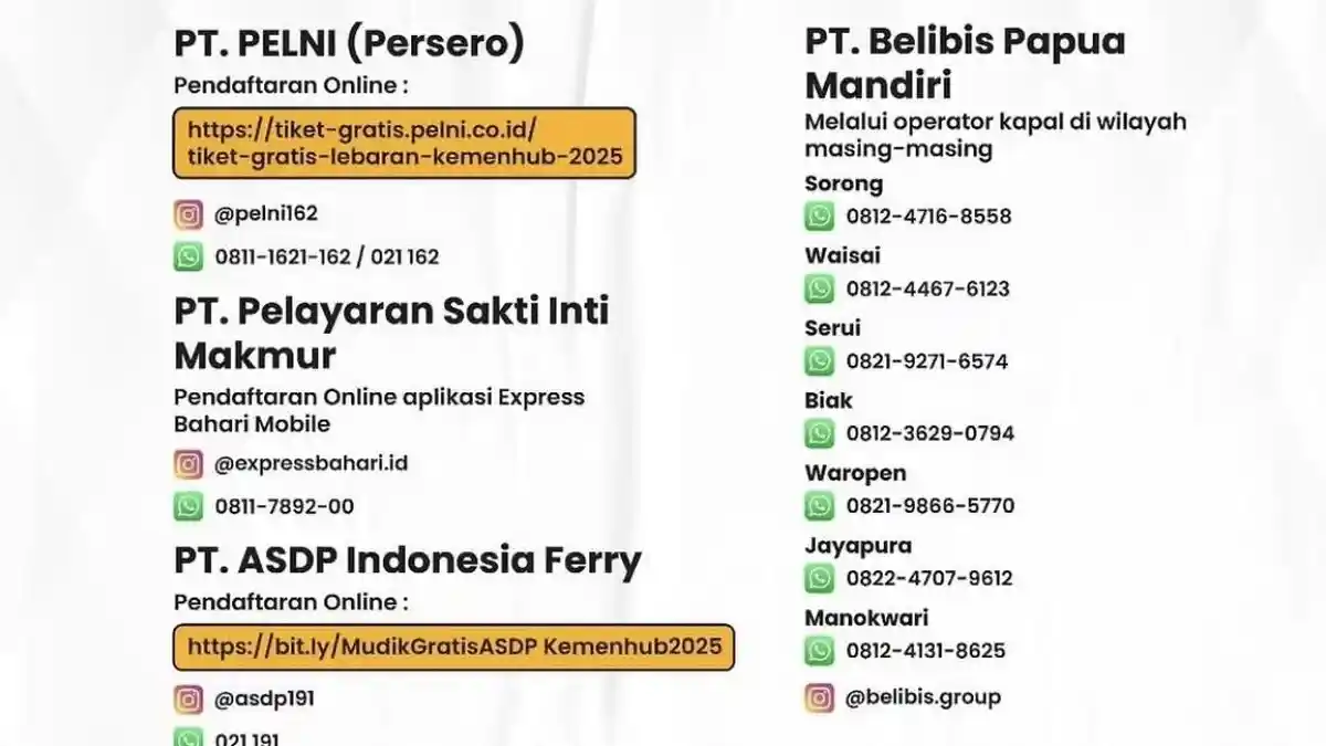 Info Tiket Kapal Laut Gratis Mudik Lebaran 2025, Cara Dapatkan Tiketnya Akses Link Berikut