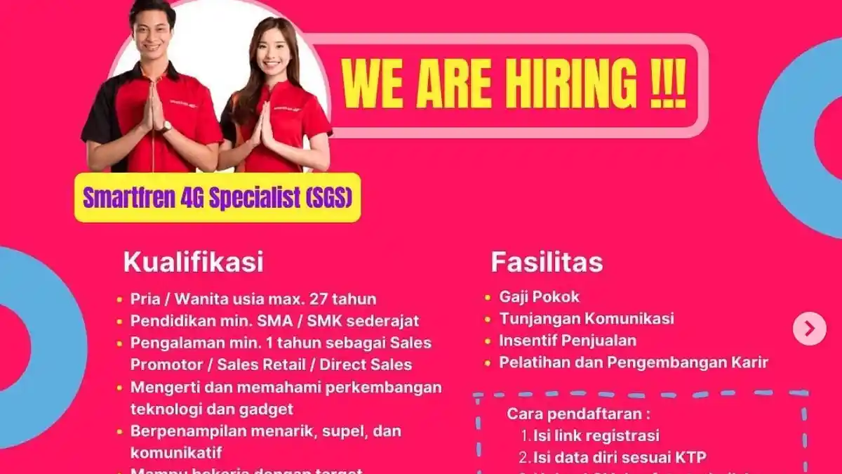 Lowongan Kerja untuk Lulusan SMA/SMK di PT Smartfren Telecom, Ada Penempatan Kerja di Jawa Barat