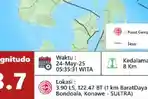 Gempa 3,7 Skala Richter di Bondoala Konawe Hari ini, Terasa Sampai Kendari Sulawesi Tenggara