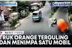 VIDEO Detik-detik Truk Bermuatan Terguling dan Menimpa Sebuah Mobil di Nagreg