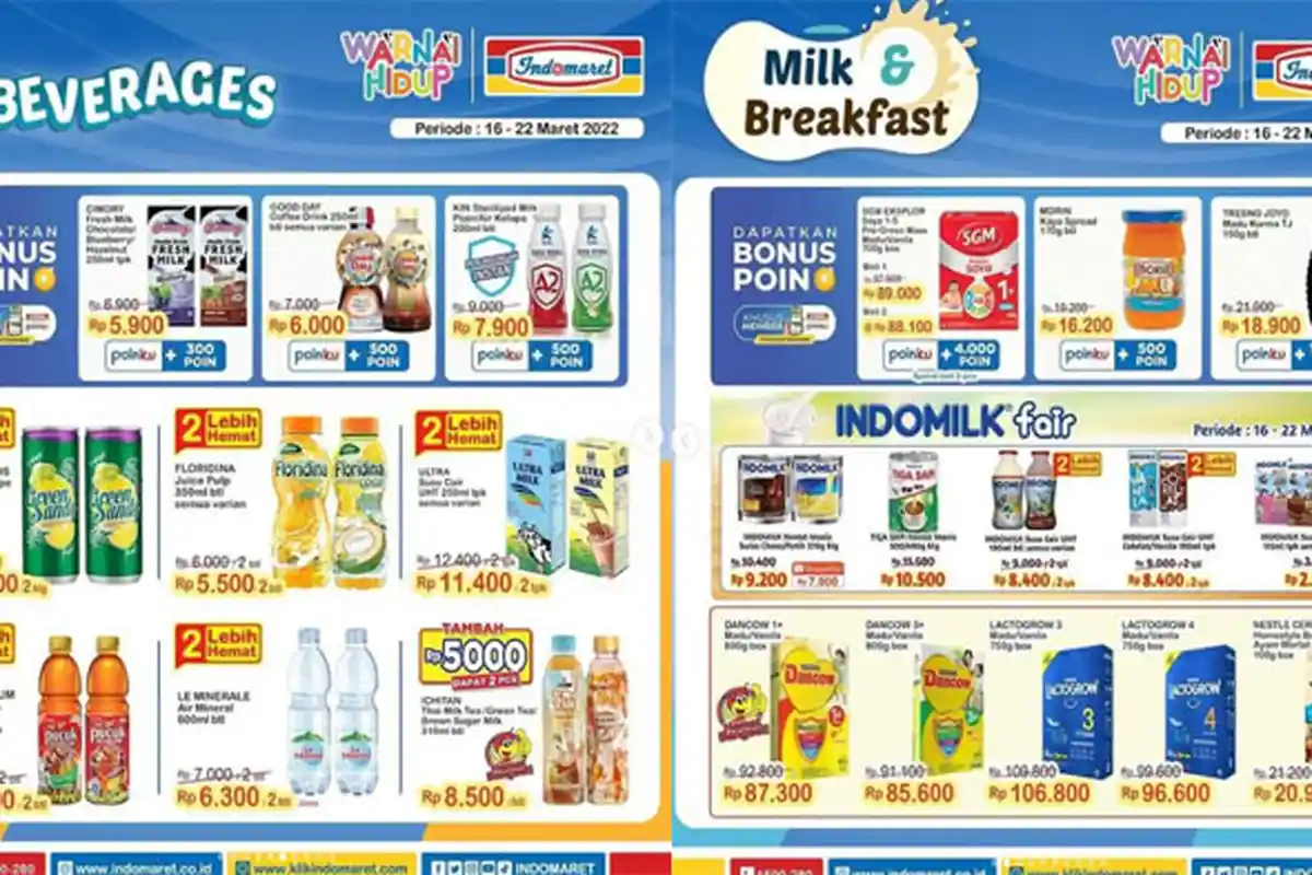 Promo Indomaret Hari Ini 22 Maret 2022, Ada Susu Tepung Terigu Popok Bayi Deterjen hingga Snack