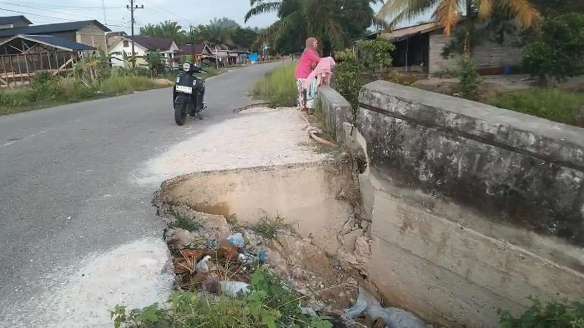Ada Lubang, Hati-hati Melintas di Jembatan Muara Pea Aceh Singkil