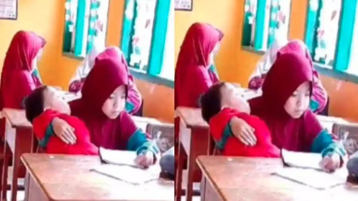 Pantas Anak SD Tiap Hari ke Sekolah Sambil Gendong Adik, Hanya Hidup Berdua, Kades: Tidak Mau Pisah