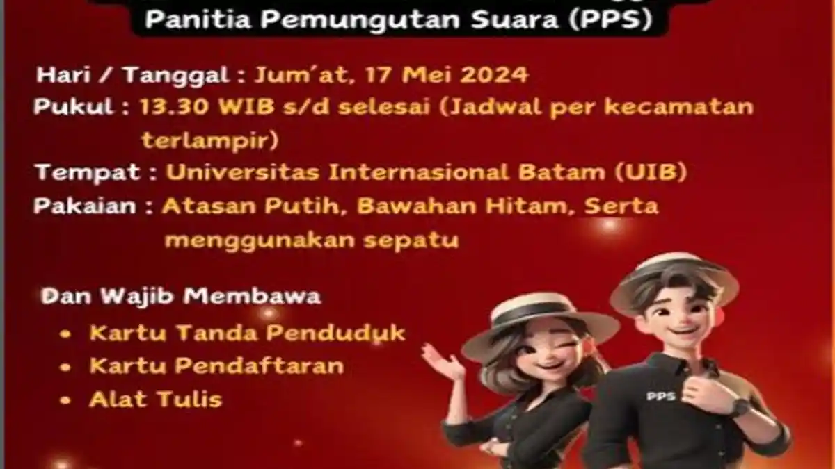 Jadwal Seleksi Tertulis Calon Anggota PPS Pilkada Batam dan Pilgub Kepri 2024