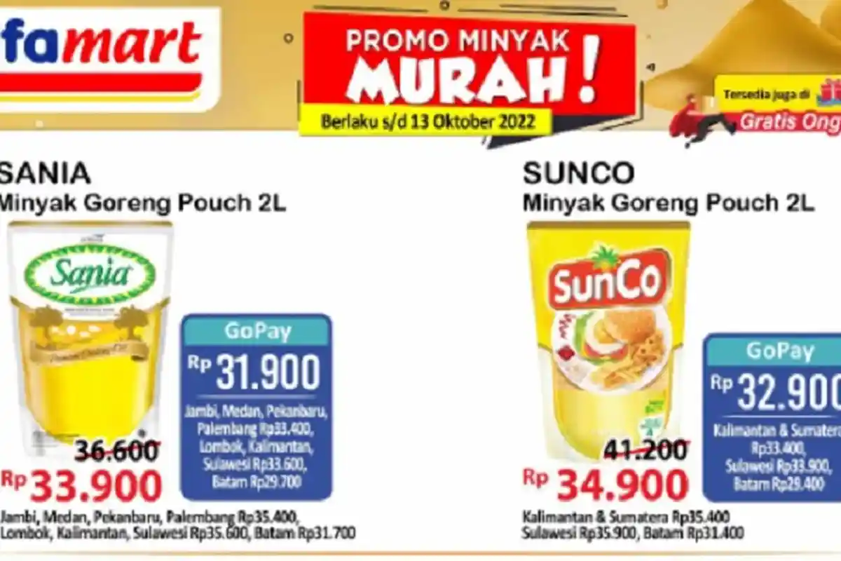 TERAKHIR, Promo Alfamart 13 Oktober 2022, Aneka Minyak Goreng Turun: Bimoli Sania Sunco Fortune
