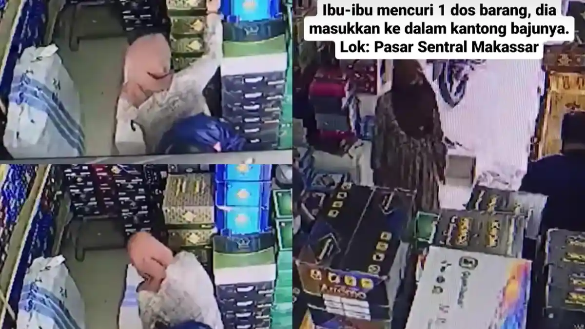VIDEO: Aksi Nekat Emak-emak Mencuri di Toko Pasar Sentral Terekam CCTV