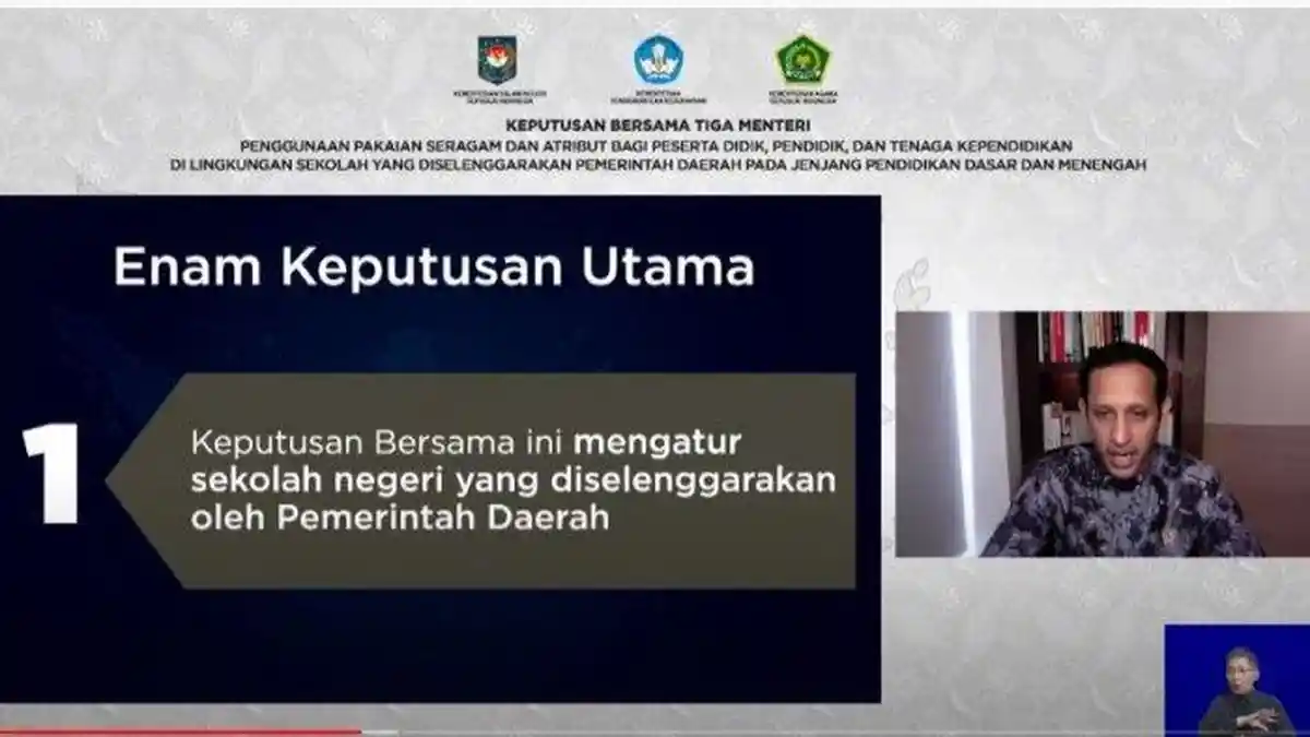 Isi SKB Tiga Menteri tentang Seragam & Atribut Sekolah Negeri di Indonesia