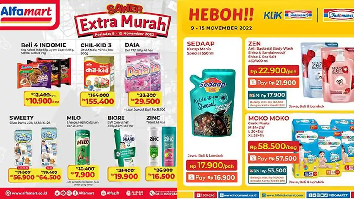Promo Indomaret dan Alfamart Hari Ini Minggu 13 November 2022: Diskon Mi Instan, Deterjen dan Minyak