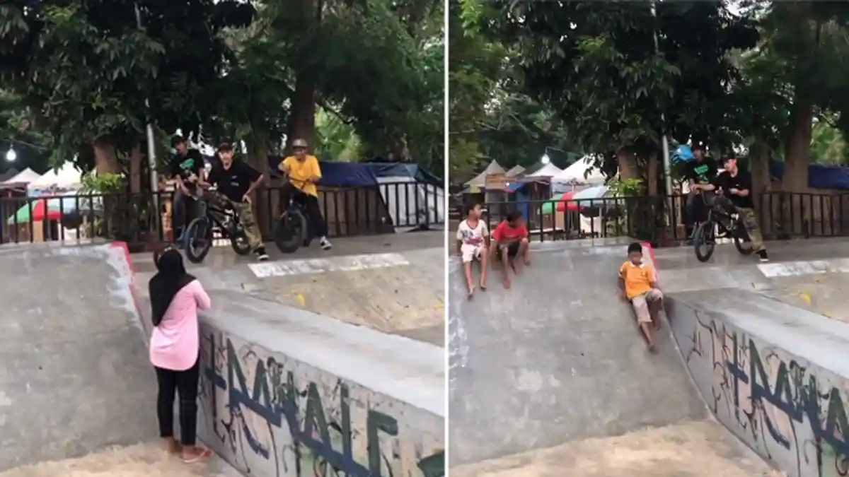 Viral Video Emak-Emak Adu Mulut dengan Anak BMX di Skate Park Maulana Yusuf Serang