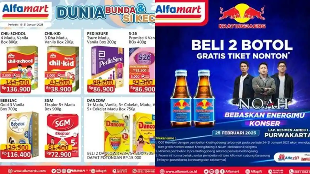 Khusus Member Beli 2 Botol Kratingdaeng Gratis Tiket Konser Noah, Cek Promo Alfamart Hari ini