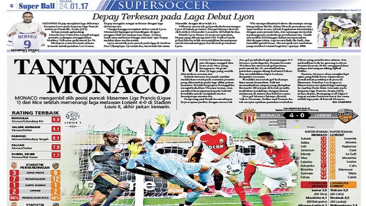 AS Monaco Ambil Alih Puncak Klasemen
