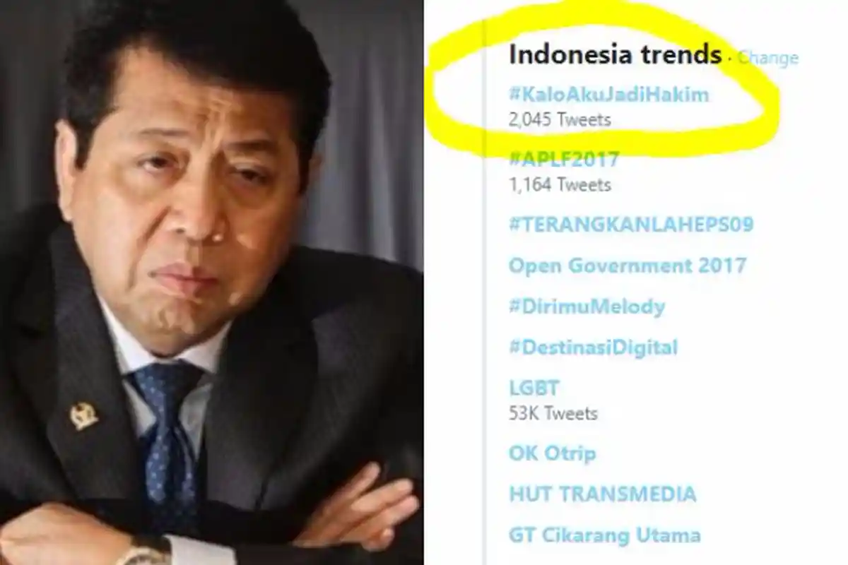 Drama Pengadilan Setya Novanto, Tagar Kalau Aku Jadi Hakim Trending Topic di Twitter, Bikin Ngakak!