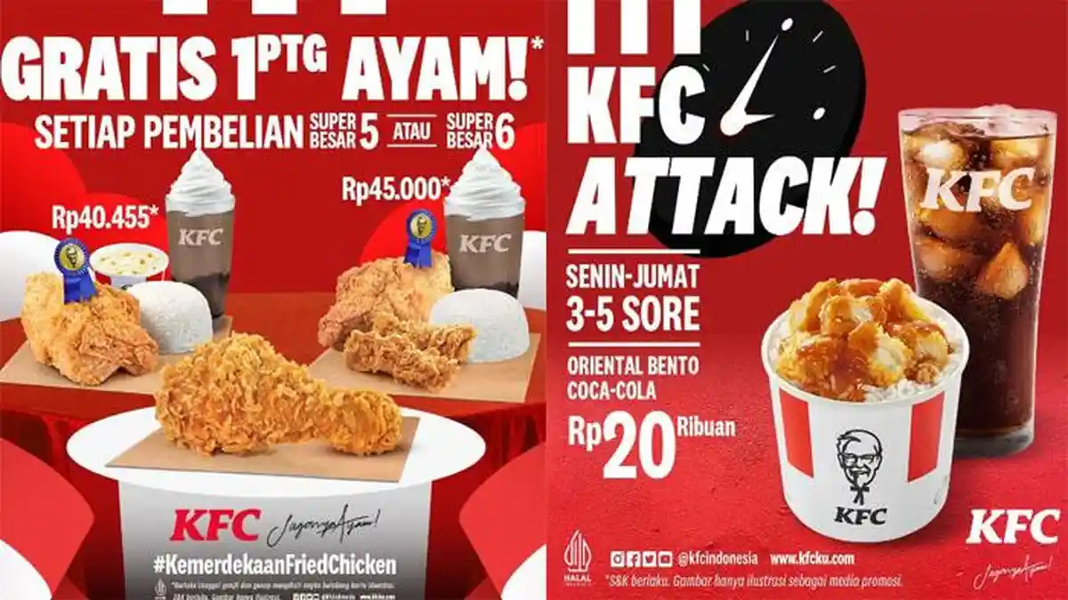 Promo KFC 9 Agustus 2022, KFC Attack Oriental Bento Coca-cola 20 Ribuan & Promo Gratis 1 Ayam Goreng