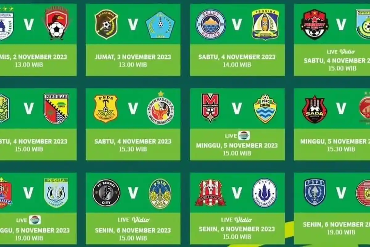 Cek Lagi Jadwal Lengkap 13 Pertandingan Liga 2 Pekan Ini, 5 Pertandingan Bisa Nonton Live Dari Tv