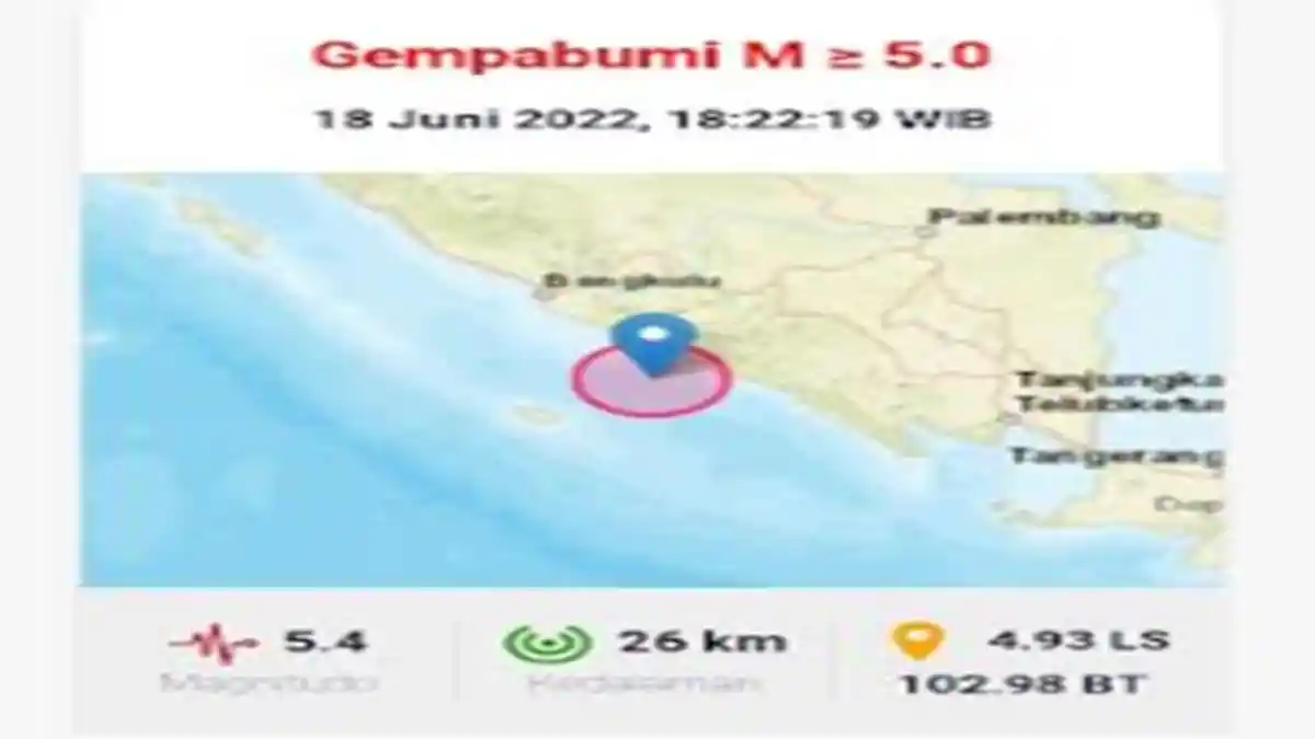 Gempa Bumi di Bengkulu Terasa Hingga Pagar Alam, Kendaraan Ikut Bergetar