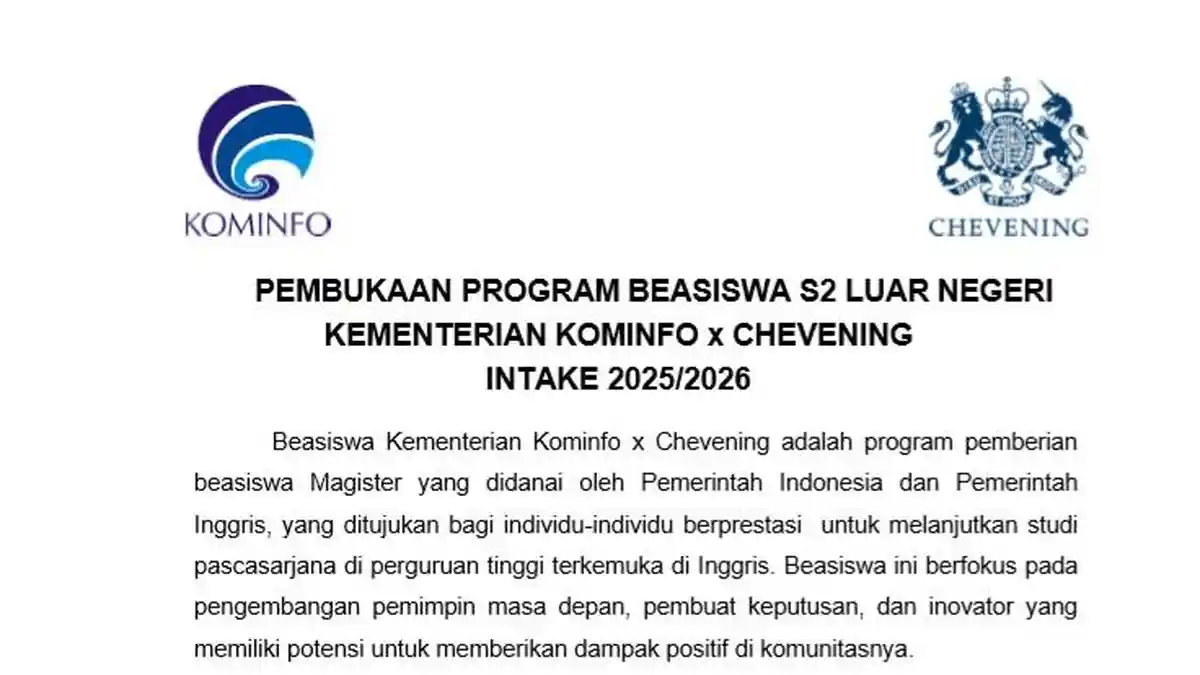 Kominfo Buka Pendaftaran Beasiswa S2 untuk Kuliah di Inggris, Ini Syarat dan Cara Daftarnya