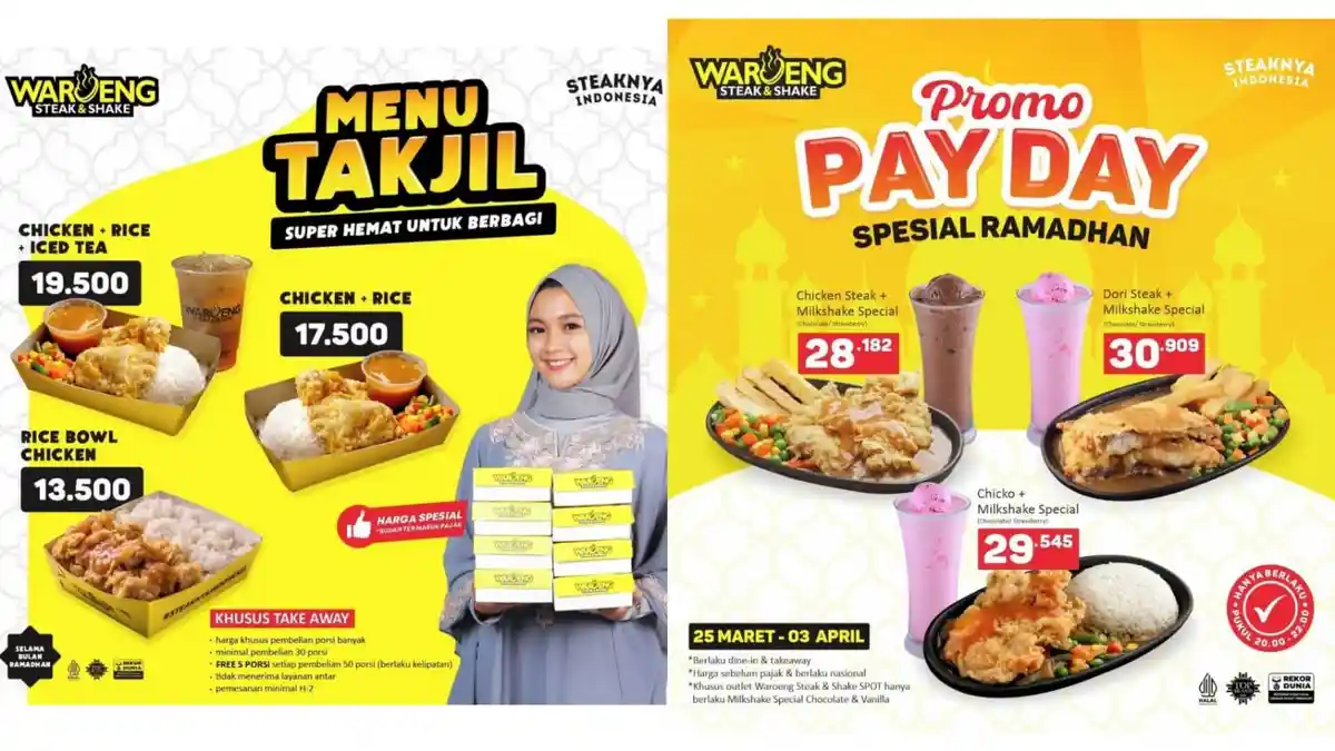 Promo Waroeng Steak Spesial Ramadan 30-31 Maret 2023, Dapatkan Chicken + Rice + Iced Tea  Rp 19.500