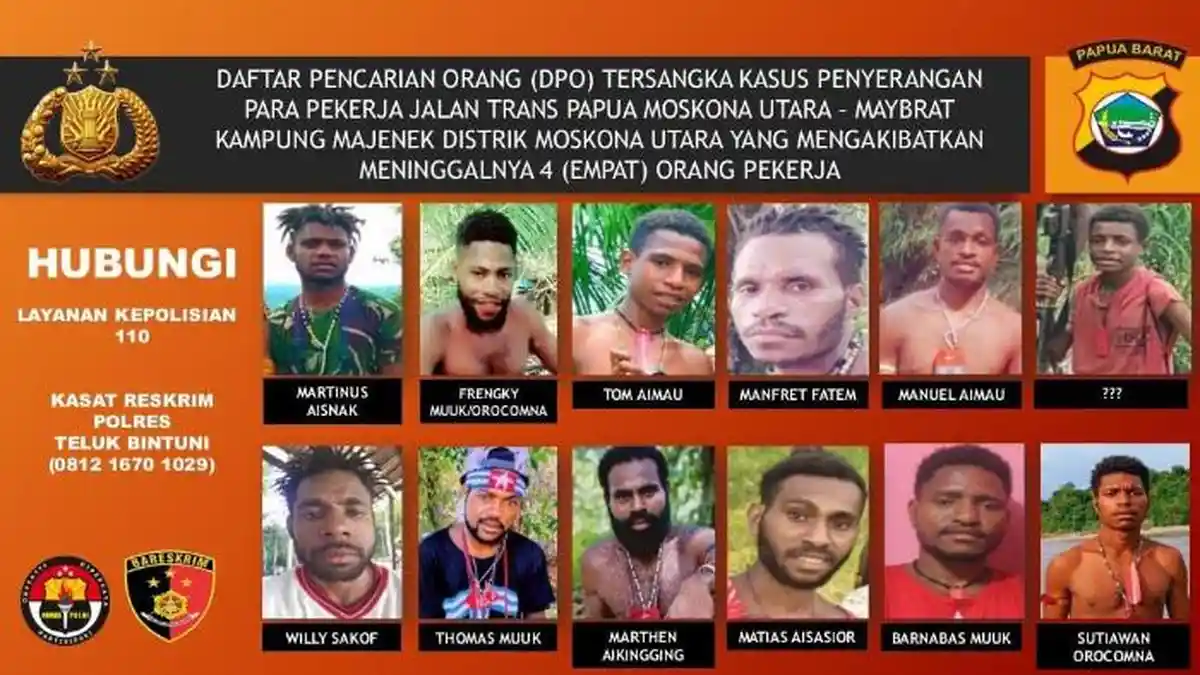 [EKSKLUSIF] Polda Papua Barat Sebut Ada 2 Anak Ikut KKB Bunuh Pekerja Jalan Trans