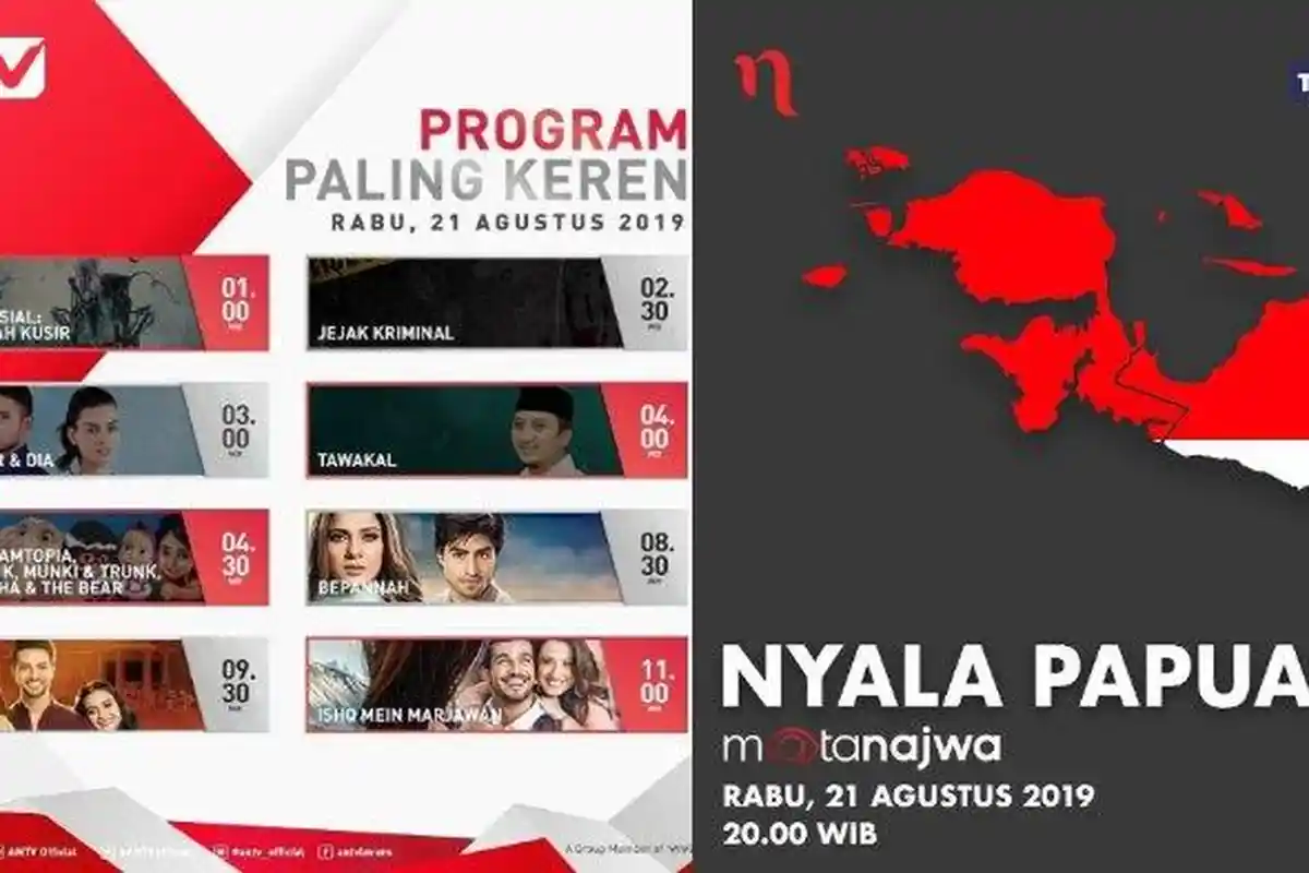 Hari Ini Banyak Acara Seru, Ada Mata Najwa Soal Kerusuhan Papua, YUK Simak Selengkapnya Di Sini