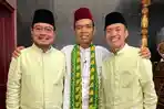 Kompak Pakai Koko Hijau, Ratu Dewa dan Prima Salam Safari Jumat Bareng UAS di Masjid Polda Sumsel
