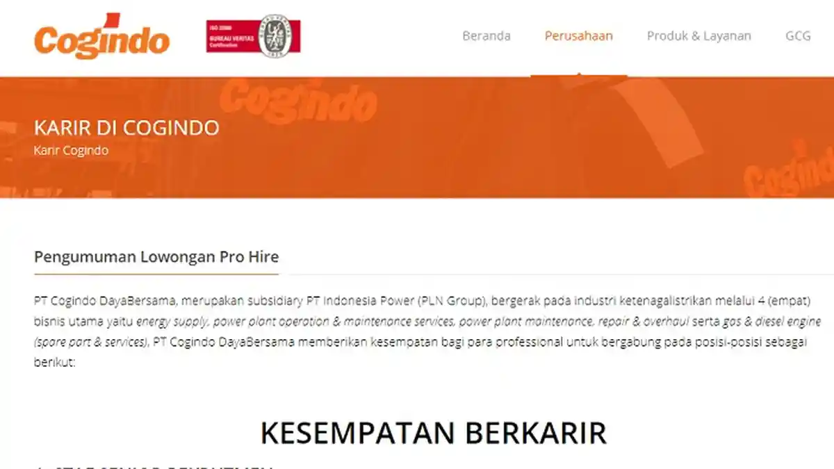 Lowongan Kerja SMK D3 S1 - BUMN PT Cogindo (PLN Group) Cari Banyak Karyawan, Cek Link Daftar Online
