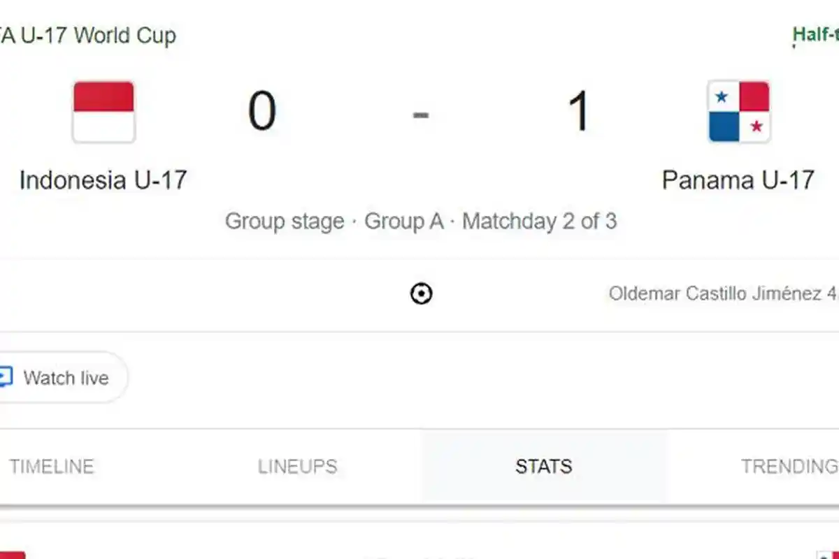Link TV Online SCTV Live Streaming Indonesia vs Panama Piala Dunia U-17 2023, Babak Kedua Skor 0 - 1